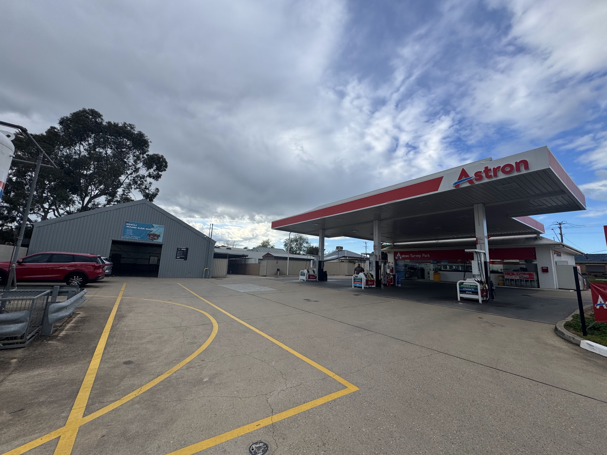 The wash shed on the left of the forecourt at Turvey Park