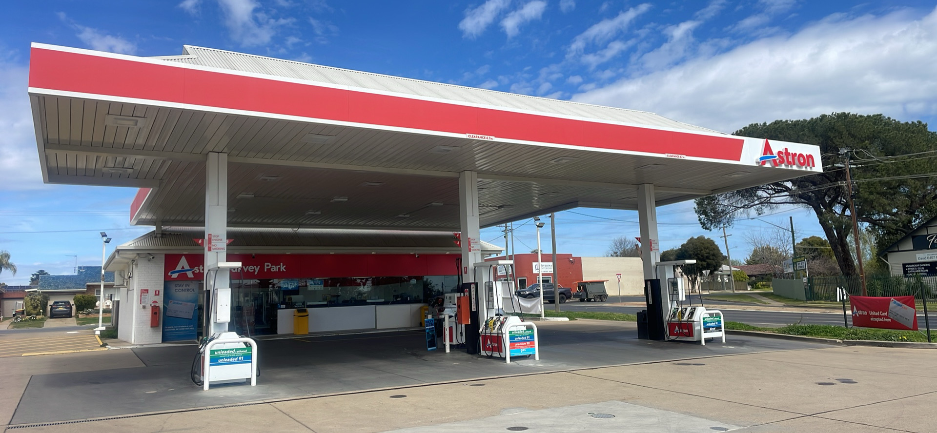 The service station forecourt you drive across to reach the wash bay